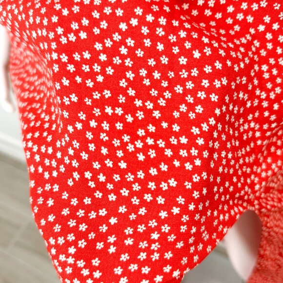 Reformation Crimini V Neck Leg Slit Midi Slip Dress in Western Red Floral Size 2 - Picture 10 of 15